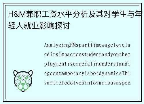 H&M兼职工资水平分析及其对学生与年轻人就业影响探讨