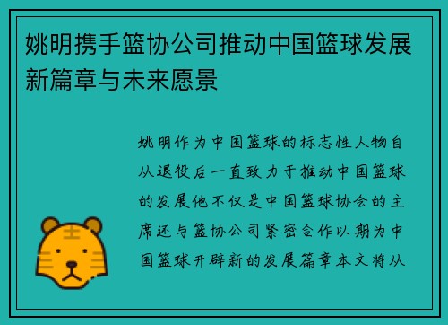 姚明携手篮协公司推动中国篮球发展新篇章与未来愿景